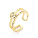 Ring with Letter H Pattern Brass Micro Pave Clear Cubic Zirconia Open Cuff Rings