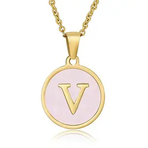 Natural Shell Initial Letter Pendant Necklace