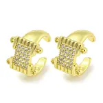 Brass Micro Pave Cubic Zirconia Cuff Earrings