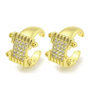Brass Micro Pave Cubic Zirconia Cuff Earrings