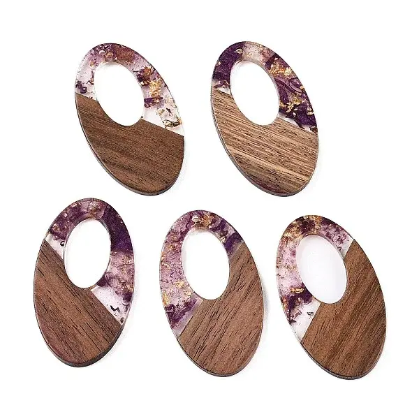Transparent Resin and Walnut Wood Pendants