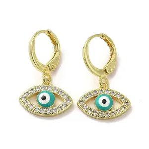 Horse Eye Golden Brass Dangle Leverback Earrings