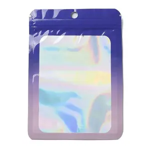 Rectangle Glitter Holographic PVC Resealable Packaging Bags