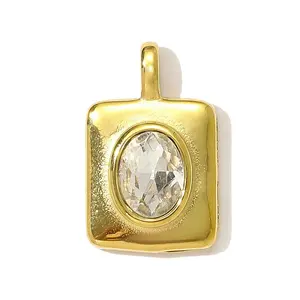 304 Stainless Steel with Cubic Zirconia Pendants