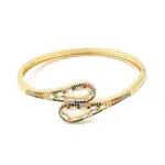 Colorful Cubic Zirconia Hollow Out Teardrop Hinged Bangle
