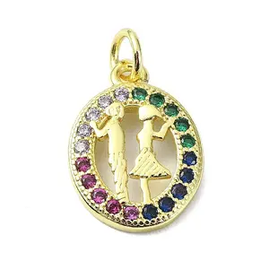 Brass Micro Pave Cubic Zirconia Pendants