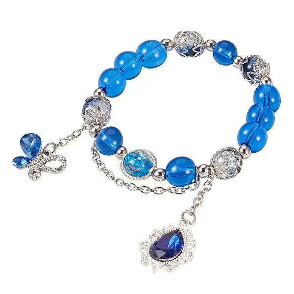 Glass & Alloy Rhinestone Beads Bracelets