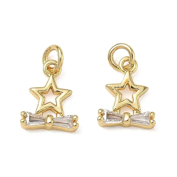 Brass Micro Pave Clear Cubic Zirconia Charms