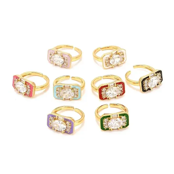 Brass Micro Pave Cubic Zirconia Cuff Ring