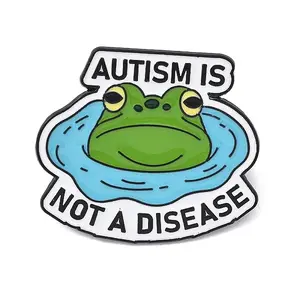 Autism is Not Disease Frog in Pool Enamel Brooches