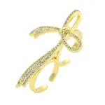 Bowknot Brass Micro Pave Clear Cubic Zirconia Cuff Finger Rings