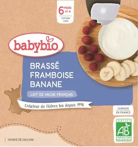 BABYBIO mléčný dezert malina banán 4 x 85 g