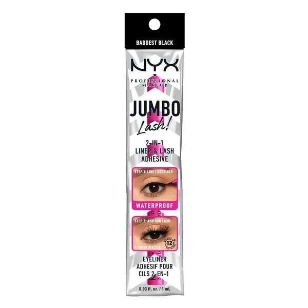 NYX PROFESSIONAL MAKEUP Jumbo Lash! 2in1 Liner & Lash Adhesive 01 Baddest Black 1 ml