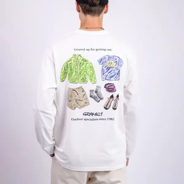 Tričko Gramicci Geared Up L/S Tee WHITE