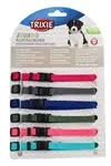 Obojek nylon pro štěňata rozlišovací malina-tyrkys S-M 6ks Tr