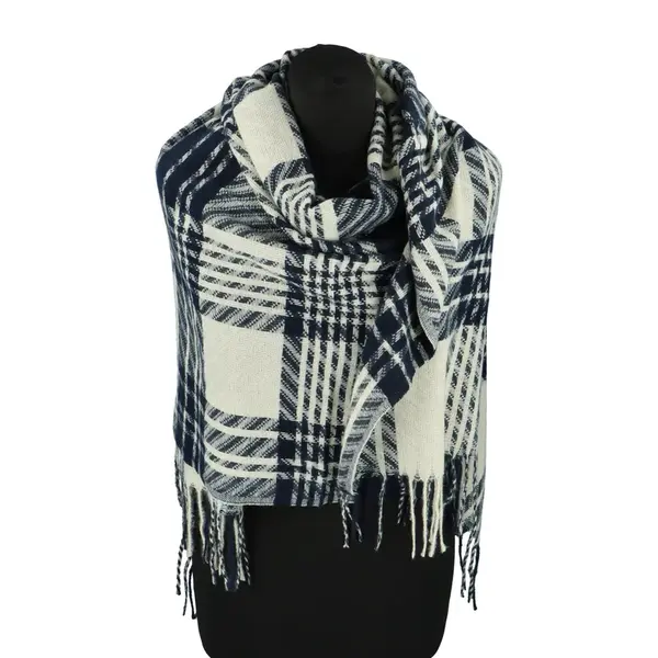 Módní dámská šála Methi, bílo-modrá