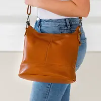 Dámská kožená kabelka Italia Solla - koňak