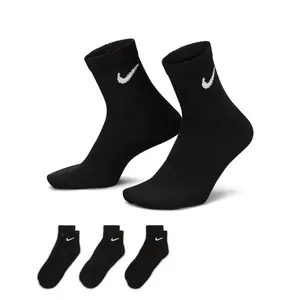 Nike Everyday Lightweight Training Ankle Socks (3 Pairs) M BLACK/WHITE
