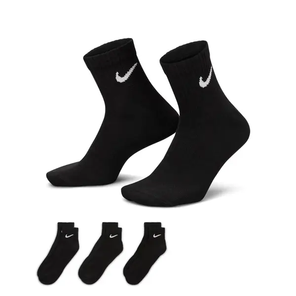 Nike Everyday Lightweight Training Ankle Socks (3 Pairs) M BLACK/WHITE