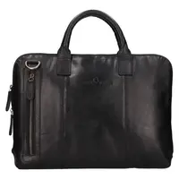 Kožená taška na notebook Greenwood Bern - černá