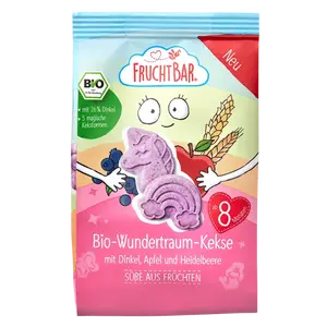 FRUCHTBAR BIO Špaldové máslové sušenky s ovocem Jednorožec 100 g