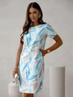 Resti Simple knee-length women's dress with short sleeves in various stripes