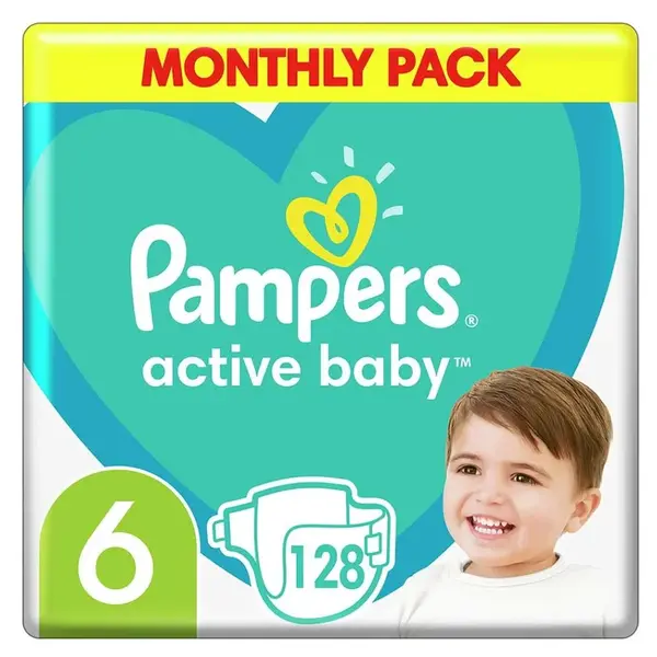 PAMPERS Active Baby 6 velikost 13-18kg 128 kusů