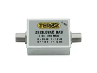 Anténní zesilovač TEROZ 404X, DAB, G20dB, F1,2dB, U98dBμV, F-F
