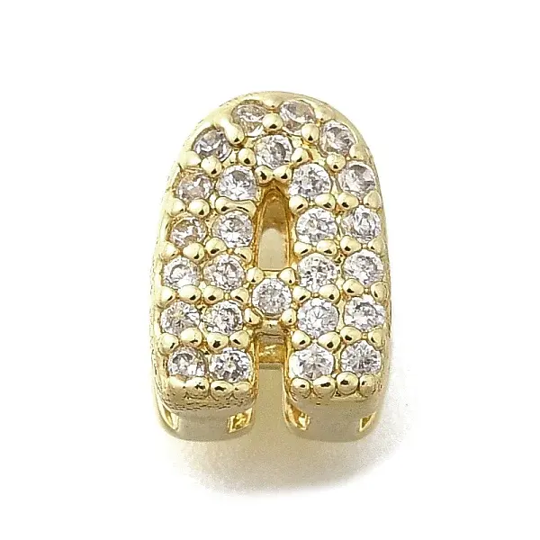 Rack Plating Brass Micro Pave Cubic Zirconia Letter Multi-Strand Links