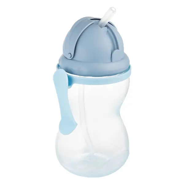 CANPOL BABIES Láhev sportovní se slámkou modrá 370 ml
