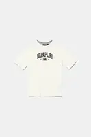 Dětské bavlněné tričko Napapijri S-INOT béžová barva, s potiskem, NP0A891F2061