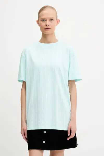 Bavlněné tričko Karl Kani dámské, tyrkysová barva, PD00005464