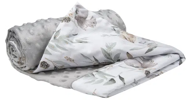 Medi Partners Blanket 75x100 cotton + minky – deer in leaves + gray minky