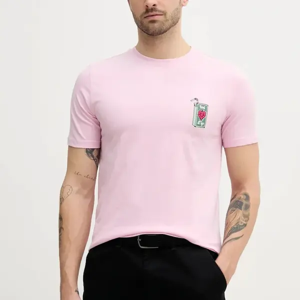 Bavlněné tričko Lindbergh růžová barva, s aplikací, 30-400235