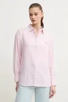 Lněná košile Pepe Jeans DREAM dámská, růžová barva, regular, s klasickým límcem, PL305033