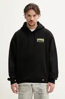 Bavlněná mikina Vans pánská, černá barva, s kapucí, s potiskem, VN000NHRBLK1