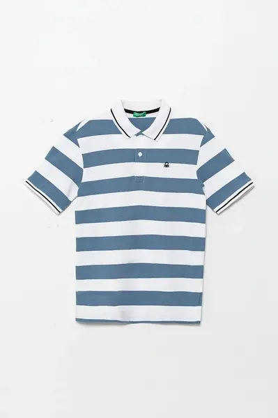 Dětská bavlněná polokošile United Colors of Benetton modrá barva, 39QAC301T