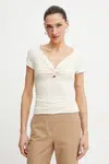 Tričko Guess CHARLOTTE béžová barva, W5GP15 KACM2
