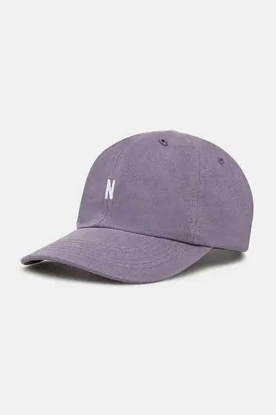 Bavlněná baseballová čepice Norse Projects Twill Sports Cap fialová barva, s aplikací, N80.0001.6018