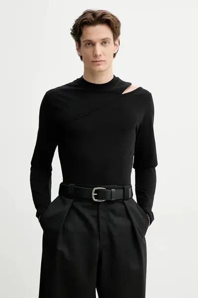 Tričko s dlouhým rukávem Heliot Emil černá barva, SS25_M_09_135_BLK01