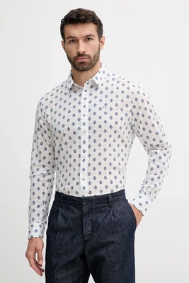 Bavlněná košile Pepe Jeans pánská, bílá barva, regular, s klasickým límcem, PM309091