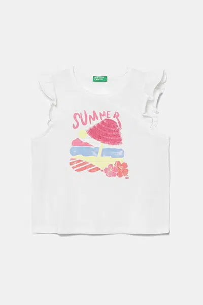 Dětské bavlněné tričko United Colors of Benetton bílá barva, 3I1XG10JK