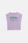 Dětské bavlněné tričko United Colors of Benetton fialová barva, 3I1XC10P1