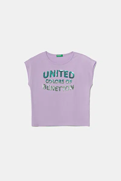 Dětské bavlněné tričko United Colors of Benetton fialová barva, 3I1XC10P1