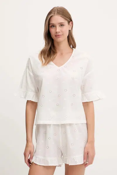 Bavlněné pyžamo United Colors of Benetton dámské, bílá barva, bavlněné, 4SHX3P03X