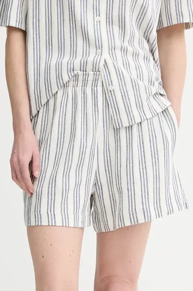 Kraťasy Samsoe Samsoe SAKAJA dámské, bílá barva, high waist, F25200035