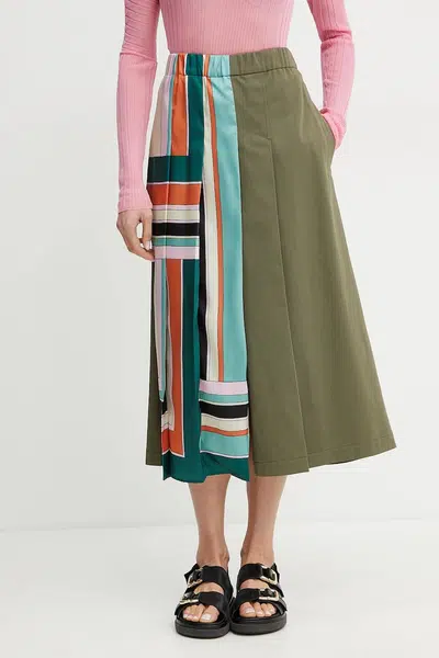 Sukně Weekend Max Mara zelená barva, midi, áčková, 2515101031600