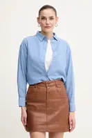 Lněná košile Pepe Jeans CHIPPER dámská, modrá barva, relaxed, s klasickým límcem, PL304993