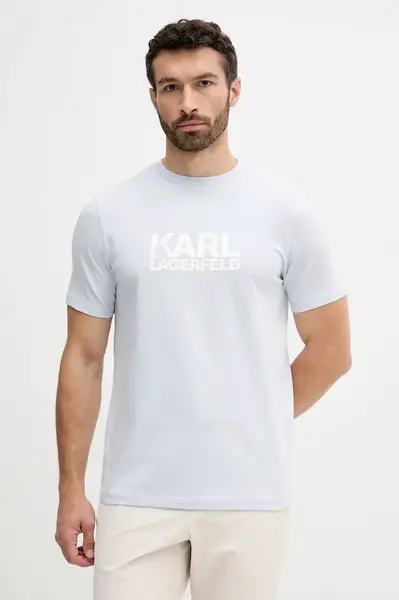 Tričko Karl Lagerfeld pánské, tyrkysová barva, s potiskem, 553235.755087