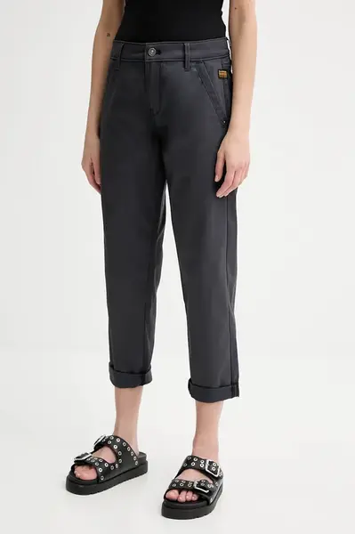 Kalhoty G-Star dámské, šedá barva, střih chinos, high waist, D25257-D715